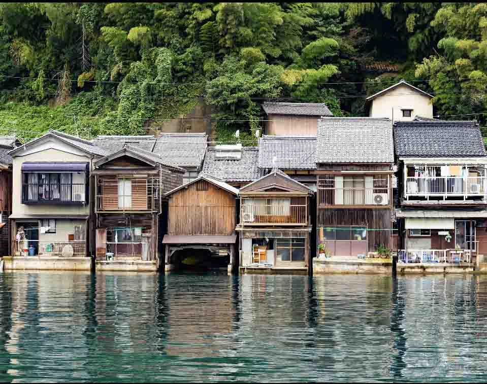 The beautiful mountain thatched cottage Amanohashidate.Ine boat house from kyoto